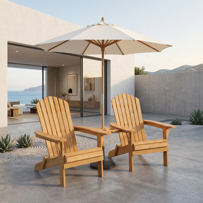 Fir Wood Folding Adirondack Chair Teak Color