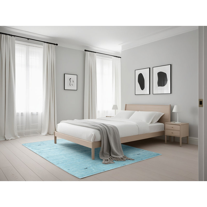 Tapis contemporain bleu, Rectangle 5 pi x 7 pi