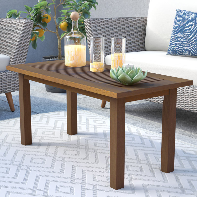 Rectangular Shorea Solid Wood Outdoor Coffee Table - 89.4 cm W 43.9 cm D