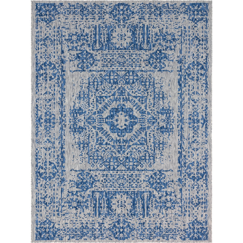 Tapis oriental bleu / gris Cowell, Rectangle 9 pi x 12 pi