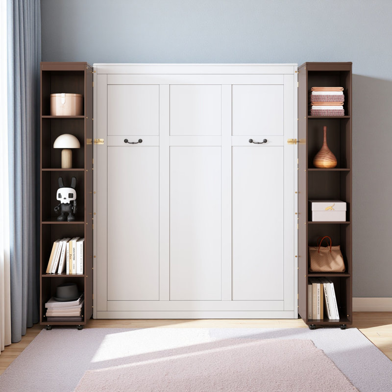 Queen Murphy Bed Wall Bed With Storage Doors, Espresso