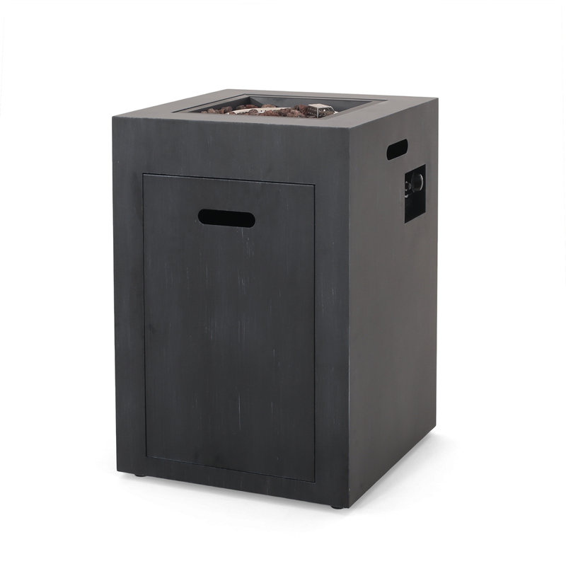 Foyer d'extérieur 19,5 "au propane 30 000 BTU, réservoir à l'intérieur, noir brossé