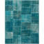 Tapis décoratif bleu sarcelle en laine noué à la main de conception unique 5 pi 7 po x 7 pi 10 po Bertalan noué à la main