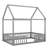 Full Size Wood House Bed with Fence-598708472