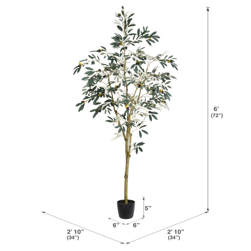 Winnetka Faux Tree in Pot, 72" H x 34" W x 34" D