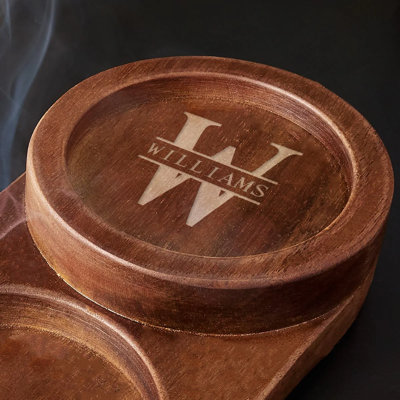 Engraved Cigar Ashtray And Whiskey Glass Holder