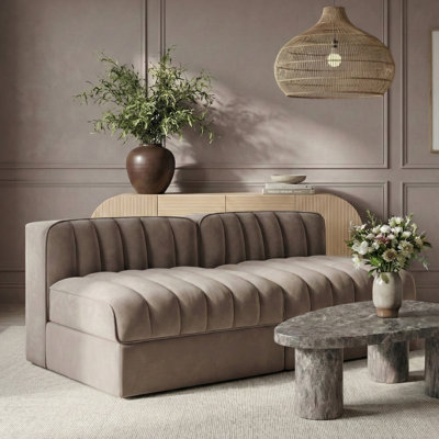 Paynton Velvet Performance Fabric Upholstered 2Pc. Modular Sofa