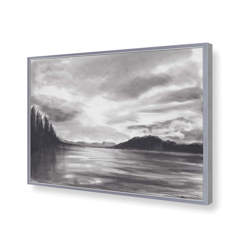 «Misty Lake» par Molly Mattin, reproduction d'art, 48 W x 36 H, Silver, Framed Print