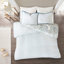 Housse de couette 3 pièces en coton à motifs floraux et géométriques, réversible.