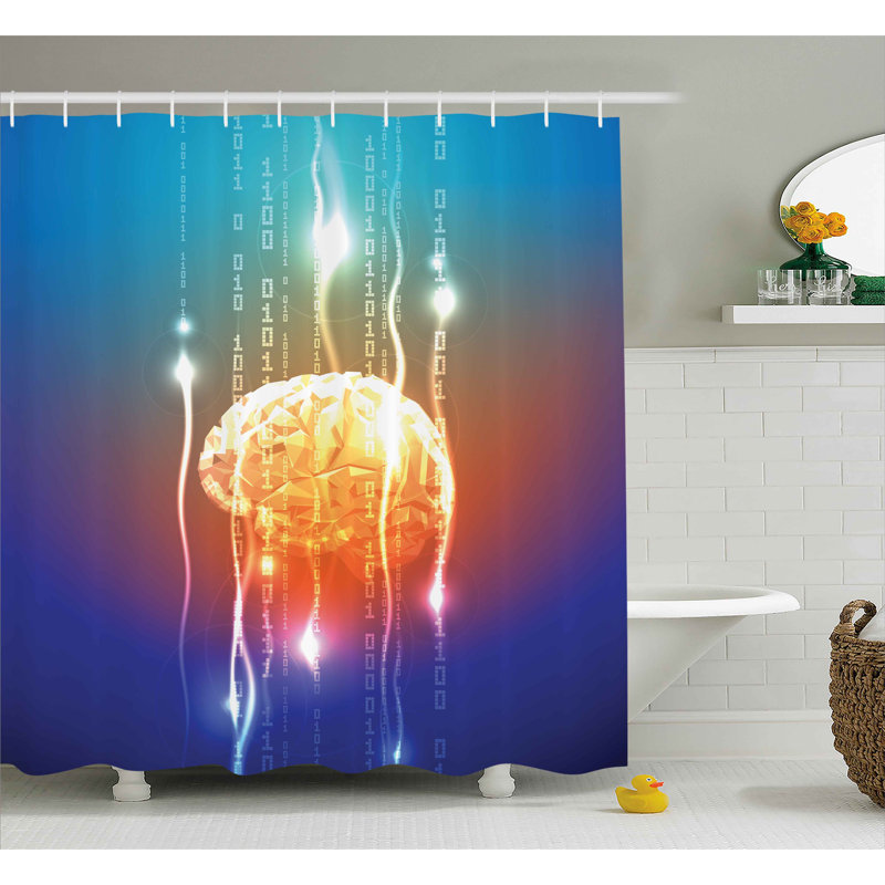 Rideau de douche simple abstrait à chiffres binaires imaginaire, l 69 po x L 84 po