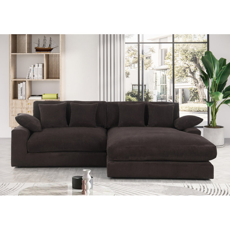 Canapé modulaire réversible 105 po Corduroy, Velours côtelé couleur chocolat