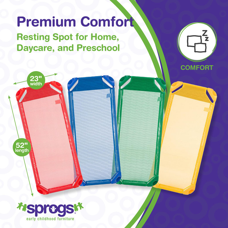 Assembled Heavy-Duty Mesh Fabric Stackable Daycare Cots