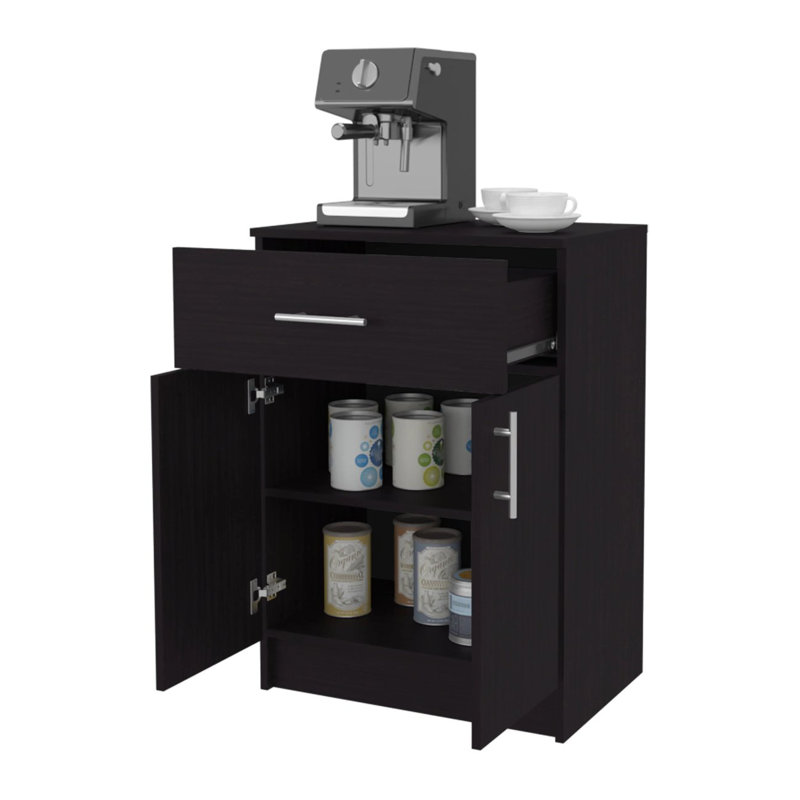 Armoire garde-manger à plusieurs tiroirs, un tiroir, deux tablettes intérieures, Wengé