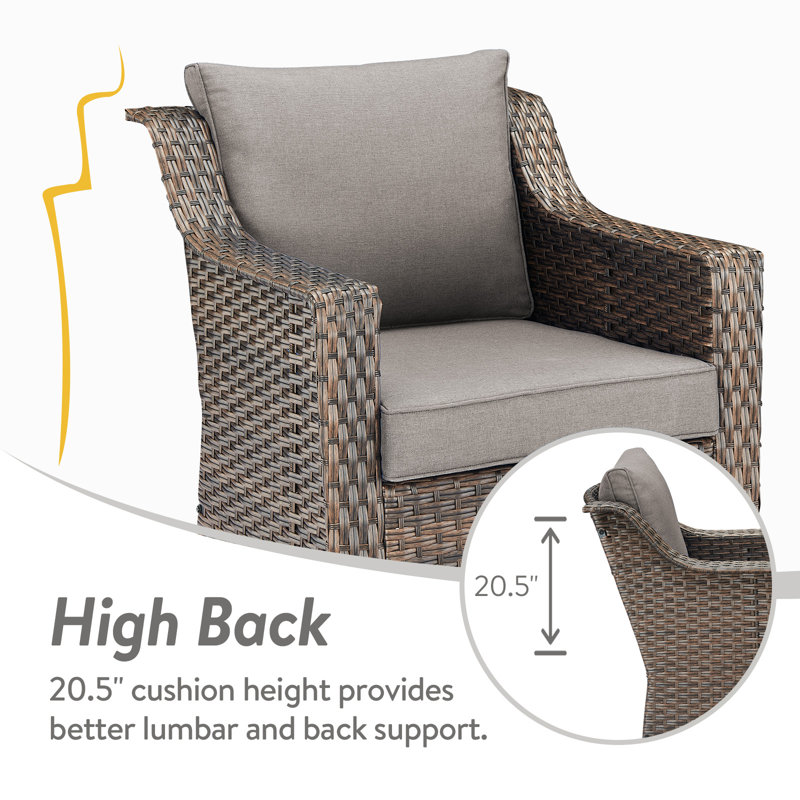 Tya Outdoor Patio Lounge Chair with Cushions (Set of 2), Gray