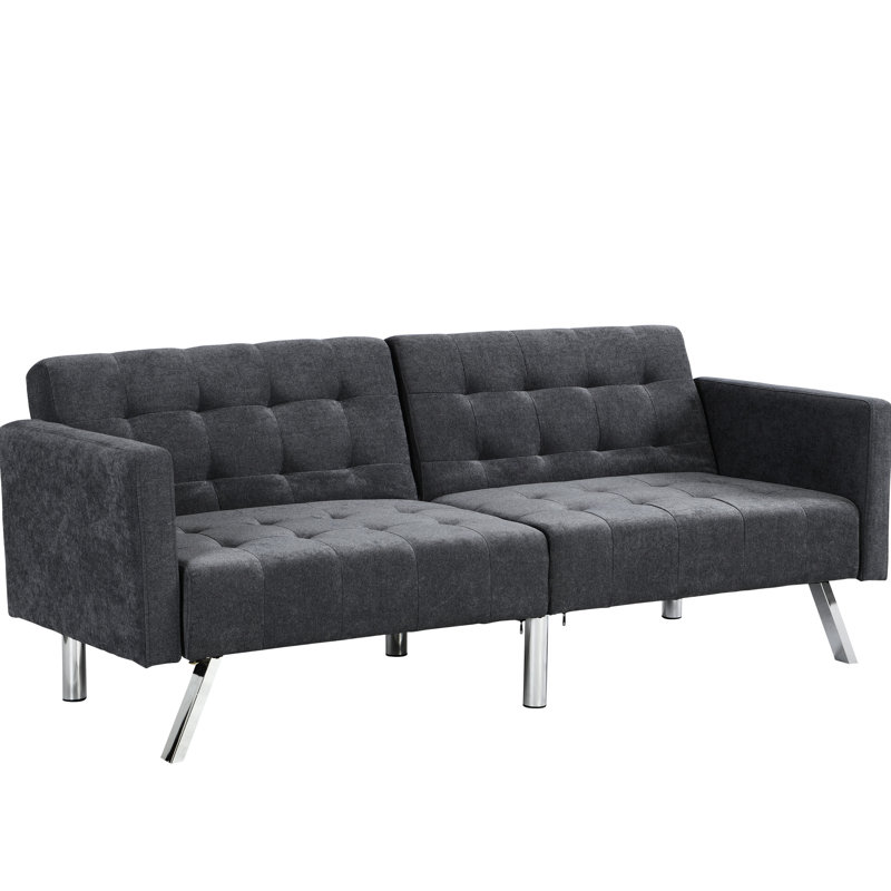 Lit gris foncé avec rembourrage doux et gris, Gris foncé