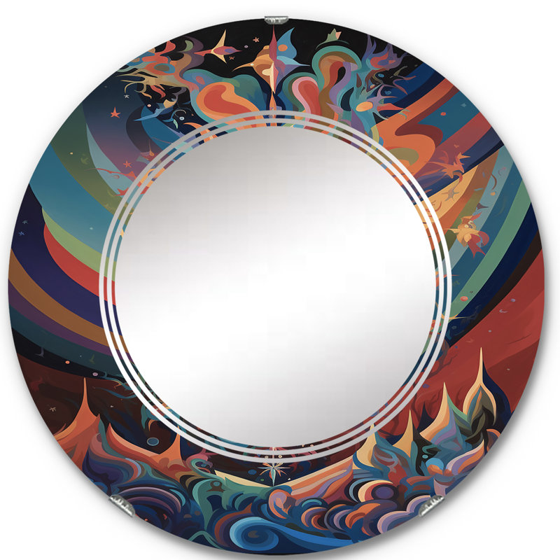 Carthamus - Miroir mural moderne rond, 24 po x 24 po