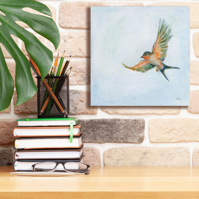 «Barn Swallow Flight 3» par Sue Schlabach, art mural sur toile, H 12 po x l 12 po x P 0,75 po