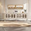 Meuble télé en bois massif blanc crème-105897407