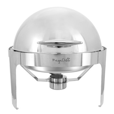 The Party Aisle™ 6.3Qt Round Stainless Steel Dome Roll Top Professional Chafing Dish/Food Warmer Serve Dish