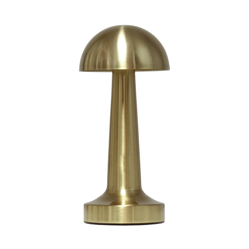 Gold Mini Metal Mushroom Cordless Touch Desk Lamp