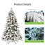 Arbre de Noël artificiel en forme d'épouvantail enneigé 8 pi avec 1242 pointes de mémoire en PVC, préinstallé 470 lumières DEL blanc chaud, branches à charnières sur poteau électrique, support en métal robuste pour le bureau intérieur