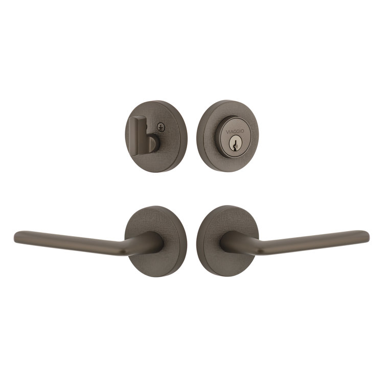 Viaggio Circolo Linen Texture Rosette Complete Entry Set with Brezza Lever