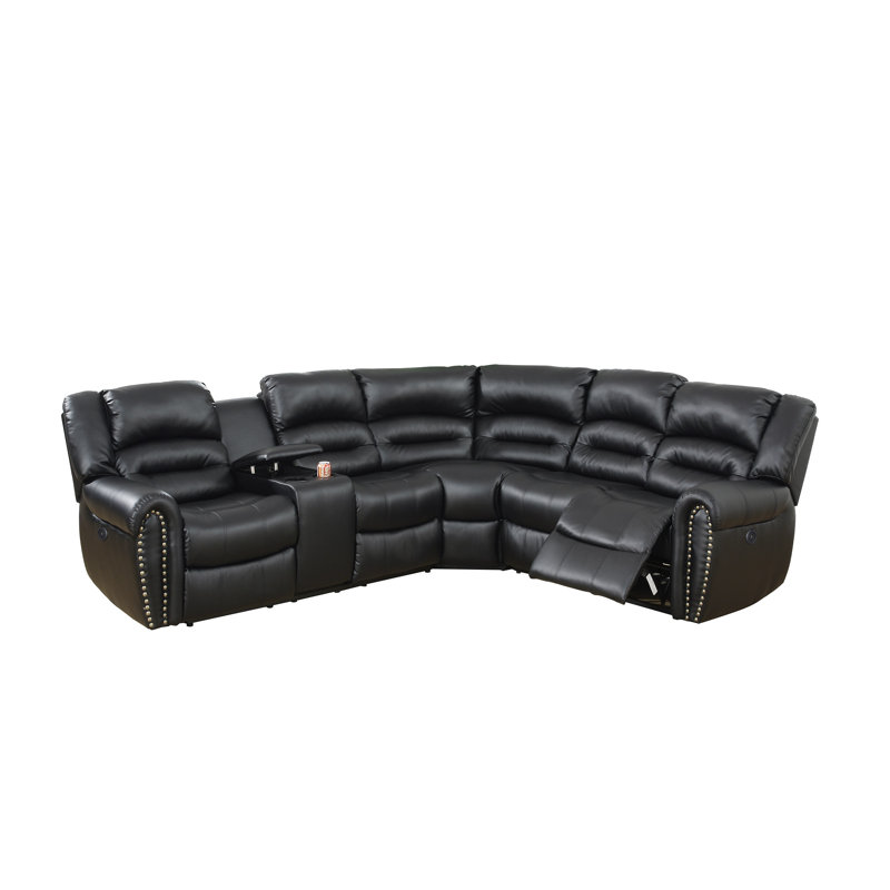 Macarthur Faux Leather Reclining L-Shaped Sectional Symmetrical