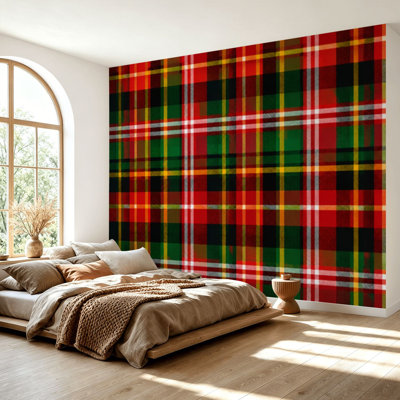 Wall Mural Peel and Stick Wallpaper Christmas red green Self-Adhesive Removable Contact Paper Wall Decor for Living Room Bedroom 69"H x 96"W