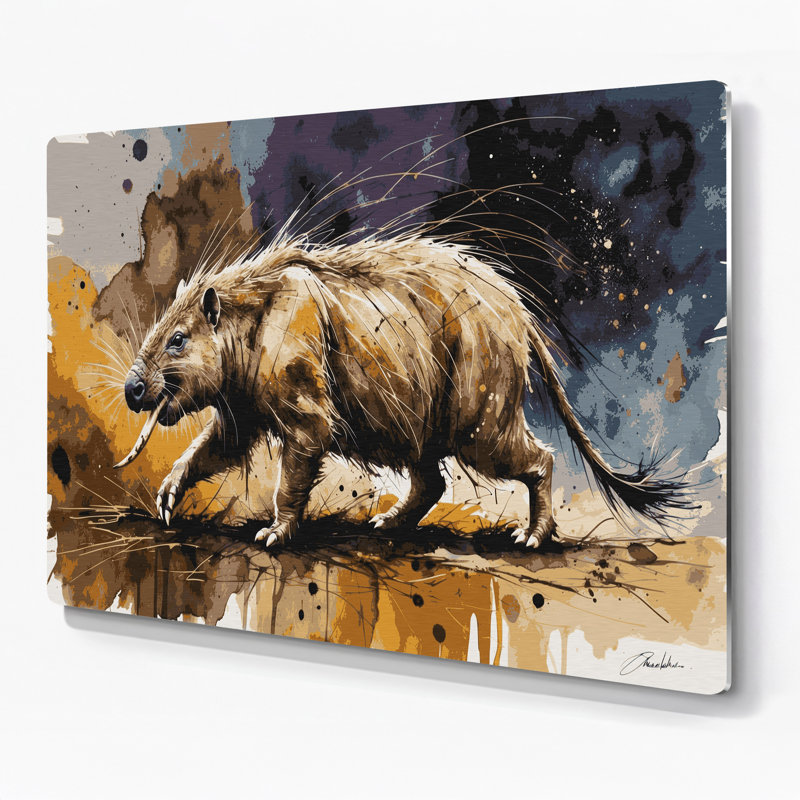 Faune, art mural en métal gris Aardvark, H 11 po x l 14 po
