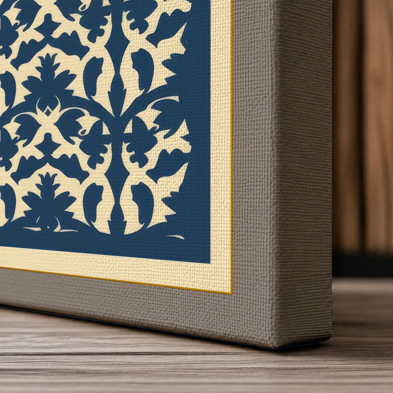 Lattice Geometric - Wrapped Canvas, 18x12 - 45.7 x 30.5 cm, Taupe Border