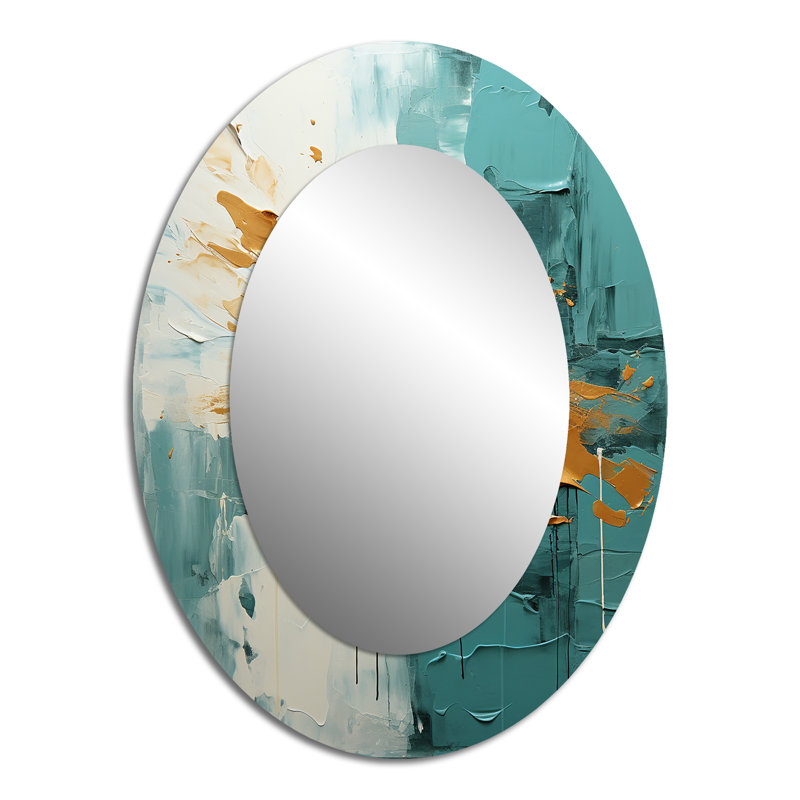 Teal Oasis IV - Miroir mural moderne bleu sarcelle, 40 po x 30 po