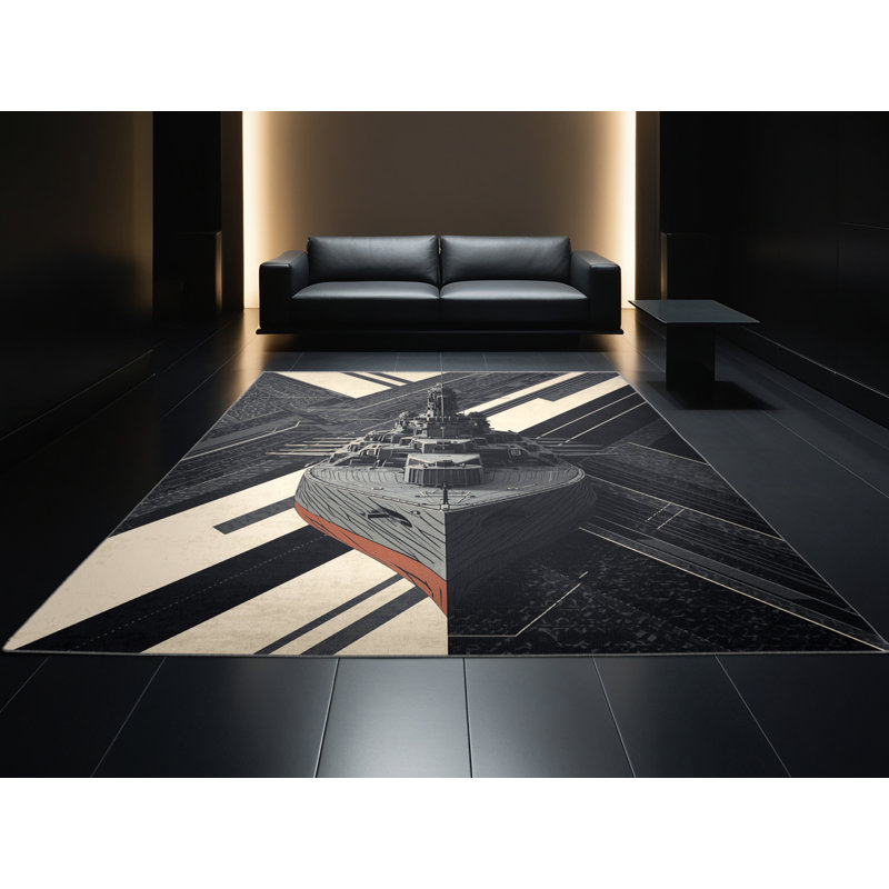 Tapis géométrique moderne élégant et chic lavable à la machine, 4 x 6