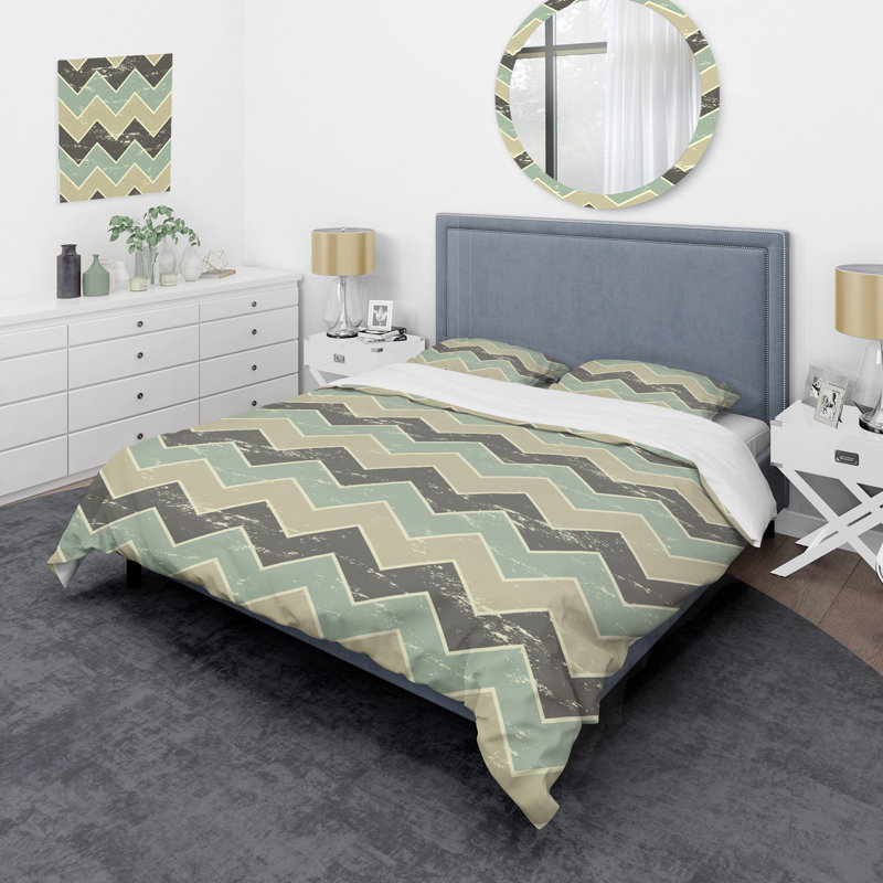 Ensemble de housse de couette en microfibre brun / vert 3 pièces