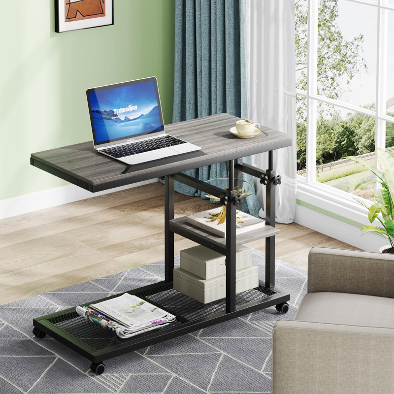 Height Adjustable C Table, Gray/Black