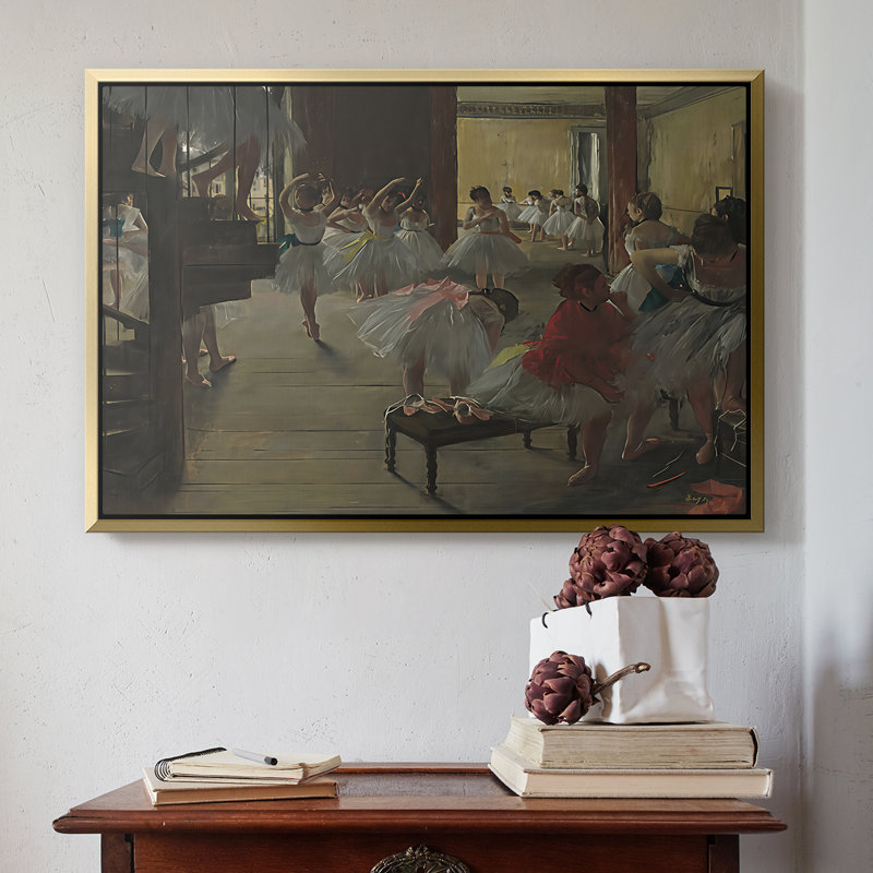 Le cours de danse, c. 1873 - Edgar Degas - Toile tendue avec châssis encadrée, 16 x 24, Doré