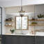 Luminaire suspendu de style rustique moderne à 4 lumières avec cadre en métal de style bois pour salle à manger et îlot de cuisine-651172278