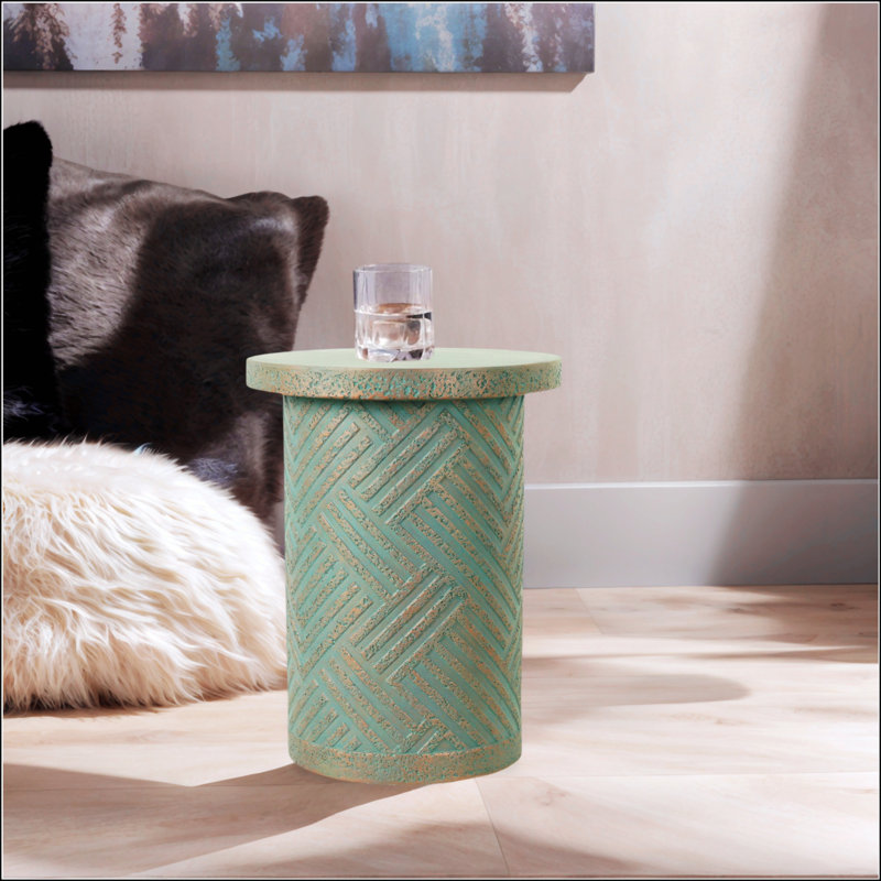 Tables de bout d'extérieur en ciment pour patio, table d'appoint de jardin, petite table d'appoint ronde moderne pour une utilisation intérieure et extérieure