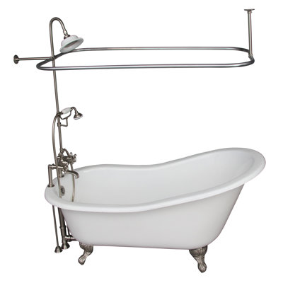 Icarus 60.75'' x 30.5'' Soaking Cast Iron Bathtub with Faucet