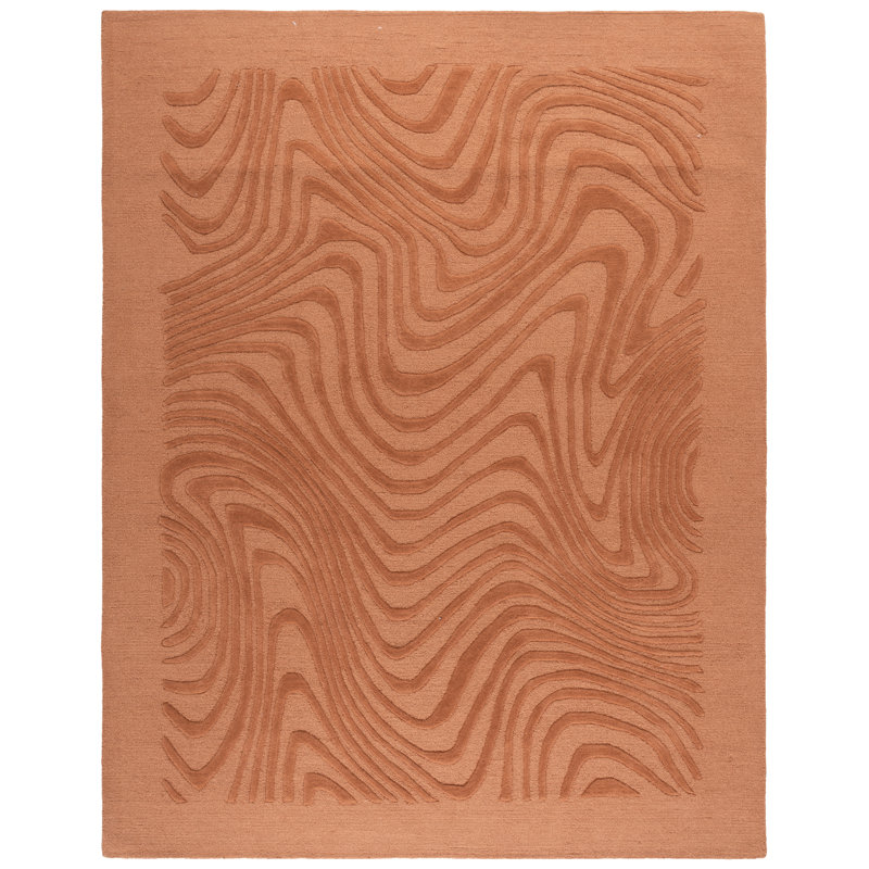 Ebony Hand Tufted Wool Pile Abstract Indoor Rug, Rectangle 4' x 6'