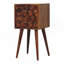 Mini table de chevet en bois massif, 2 tiroirs, châtaignier, brun