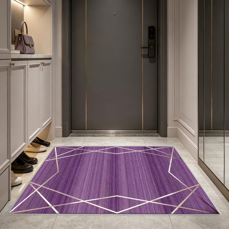 Purple Gold Geometric Line carpet-easy to clean, machine-washable, soft and comfortable; suitable for door mats, kitchens, living rooms, bedrooms, corridors, and laundry areas. Easy to clean, durable carpet for home decoration.