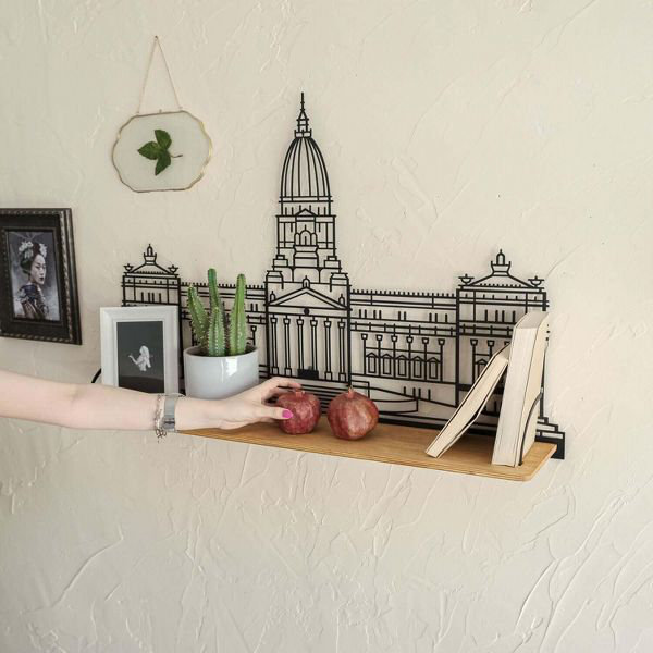 Tablette en bois en métal - Tablette flottante en fer pour mur - Support de rangement décoratif pour livres, plantes et décoration intérieure