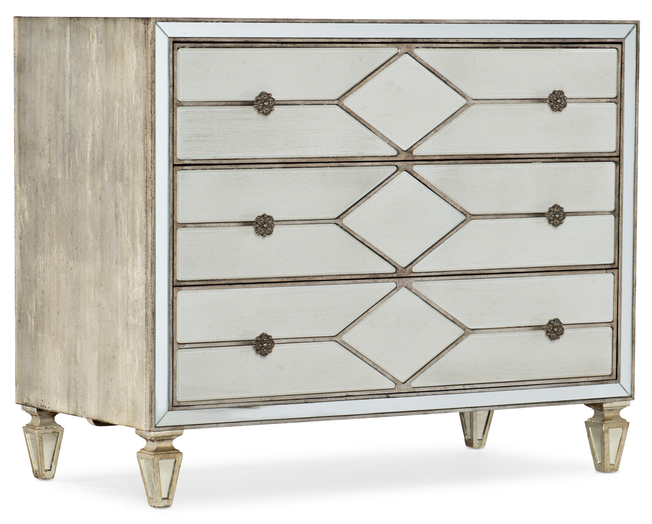 Hooker Furniture Living Room Sanctuary Three-Drawer Shaped Front Gold Chest  3008-85004