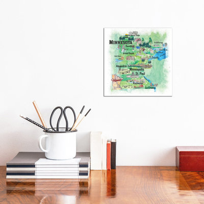 Affiche de voyage illustrée «The USA, Minnesota» par Markus And Martina Bleichner - impression sur toile tendue