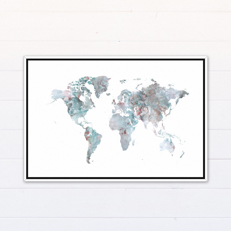 « gray & "carte du monde », reproduction de peinture à l’aquarelle, Cadre flottant