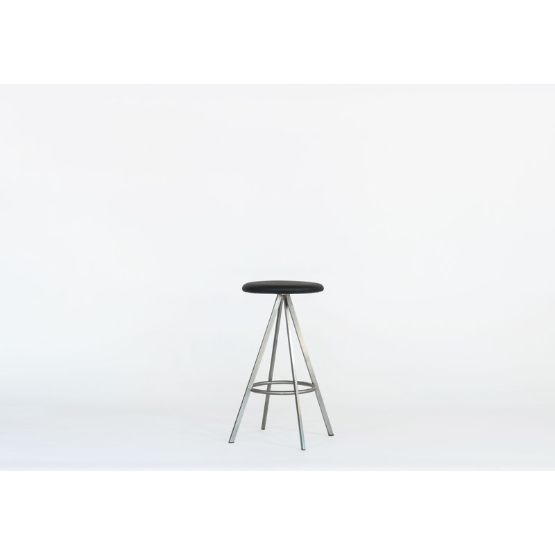Quad-Space Swivel Upholstered Bar Stool with Metal Frame, Black, Counter Stool (26.22" Seat Height)