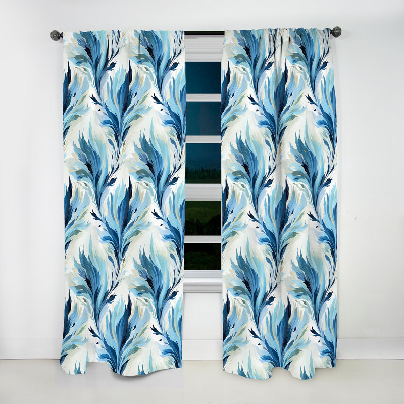 Ikat Breeze bleu et blanc - Rideau Ikat - Rideau obscurcissant Ikat - 1 panneaux, L 52 po x L 84 po
