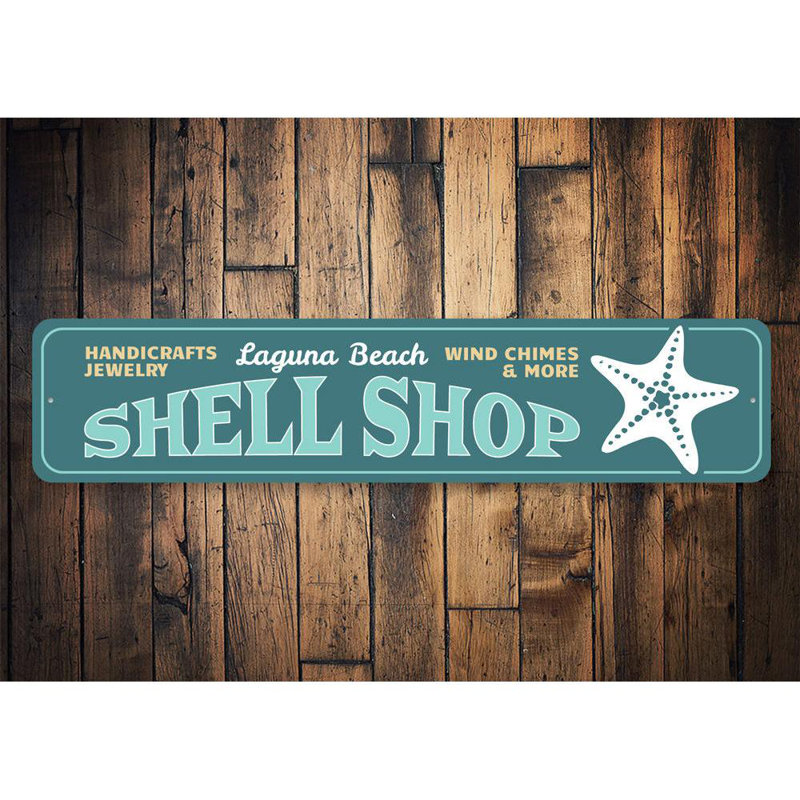 Enseigne en aluminium Shell Shop, H 6 po x l 24 po x P 0,06 po