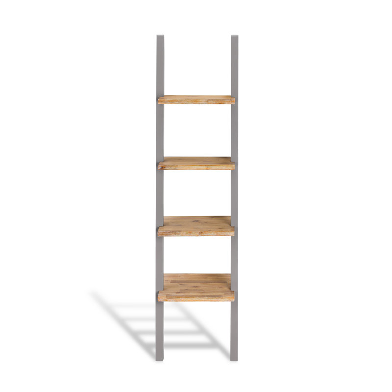Addisun 44cm W Solid Wood Height -Adjustable Shelving Unit, Grey/Beige