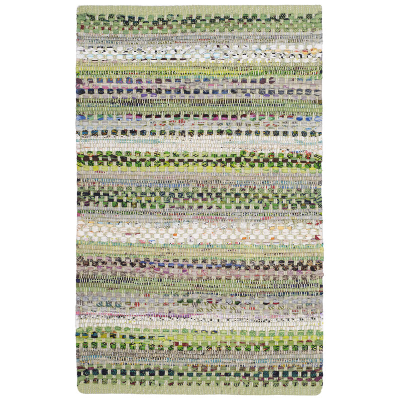 Vesey Hand Woven Cotton Striped Rug, Rectangle 2' x 3'